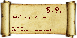 Bakányi Vitus névjegykártya
